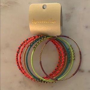 NWT: Neon Beaded Bangles, set of 6